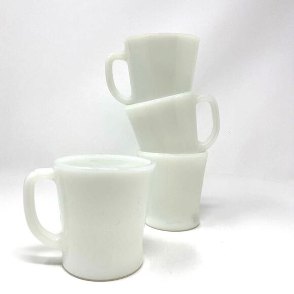 Vintage white milk glass Fire King coffee mug Set of 4 - Picture 1 of 11